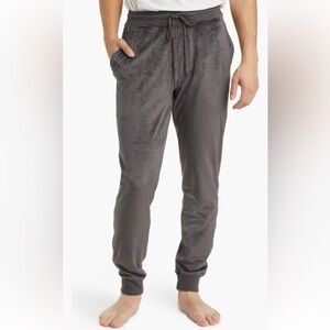 Daniel Buchler Velour Hairline Pajama Lounge Cuffed Jogger Pant Charcoal Grey XL